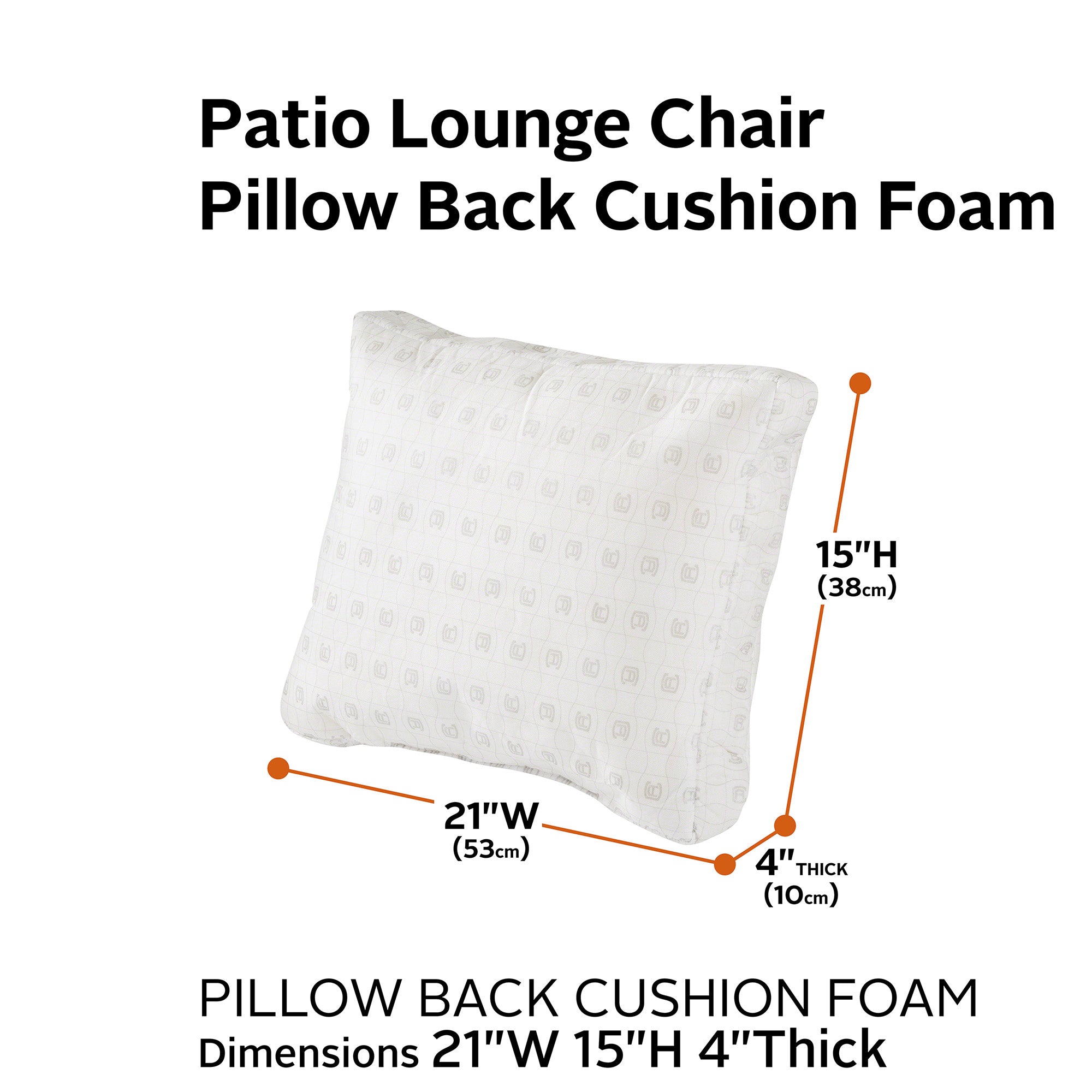 Classic Accessories Patio Lounge Chair Pillow Back Cushion Foam