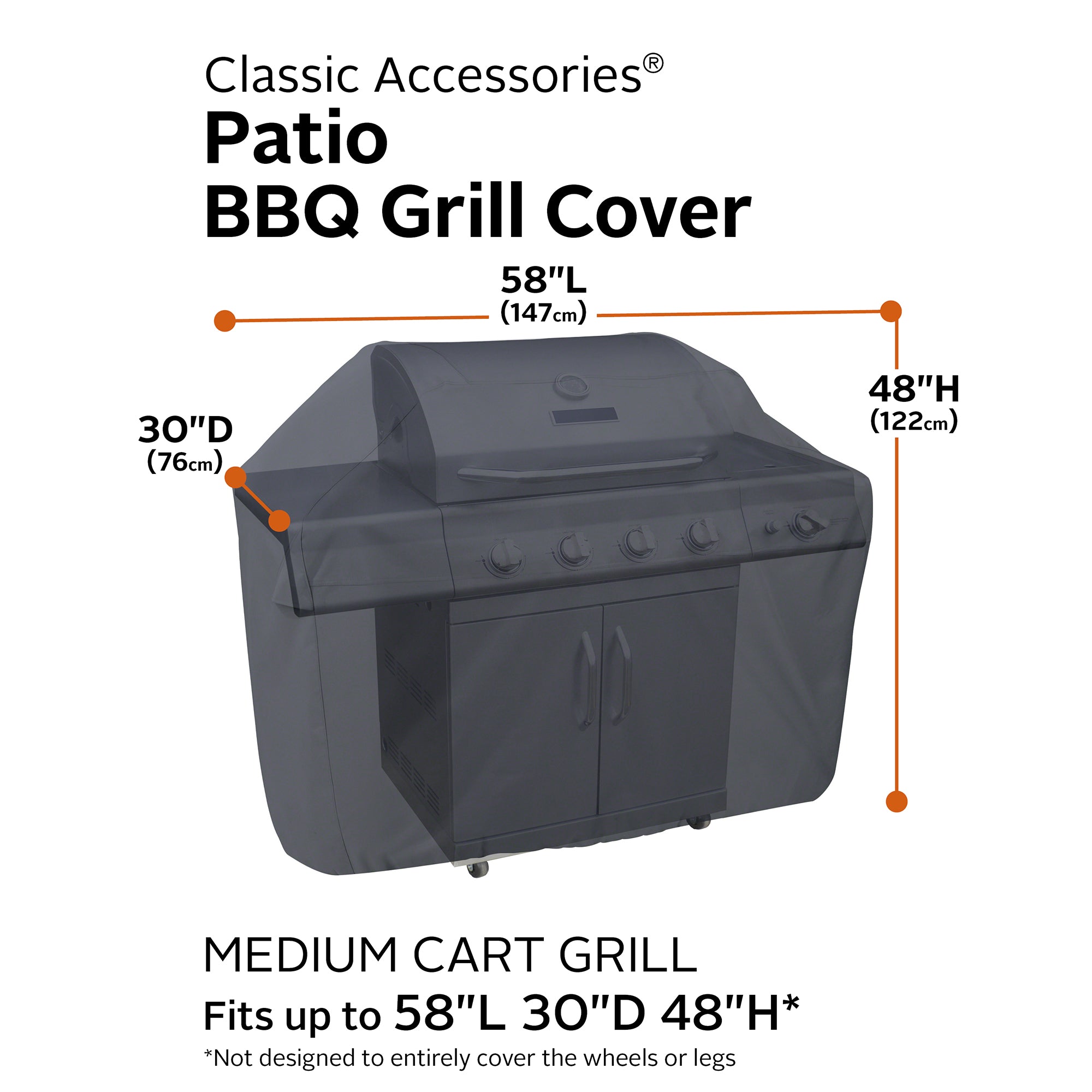 Water-Resistant BBQ Grill Cover with Coiled Grill Brush & Magnetic LED Light