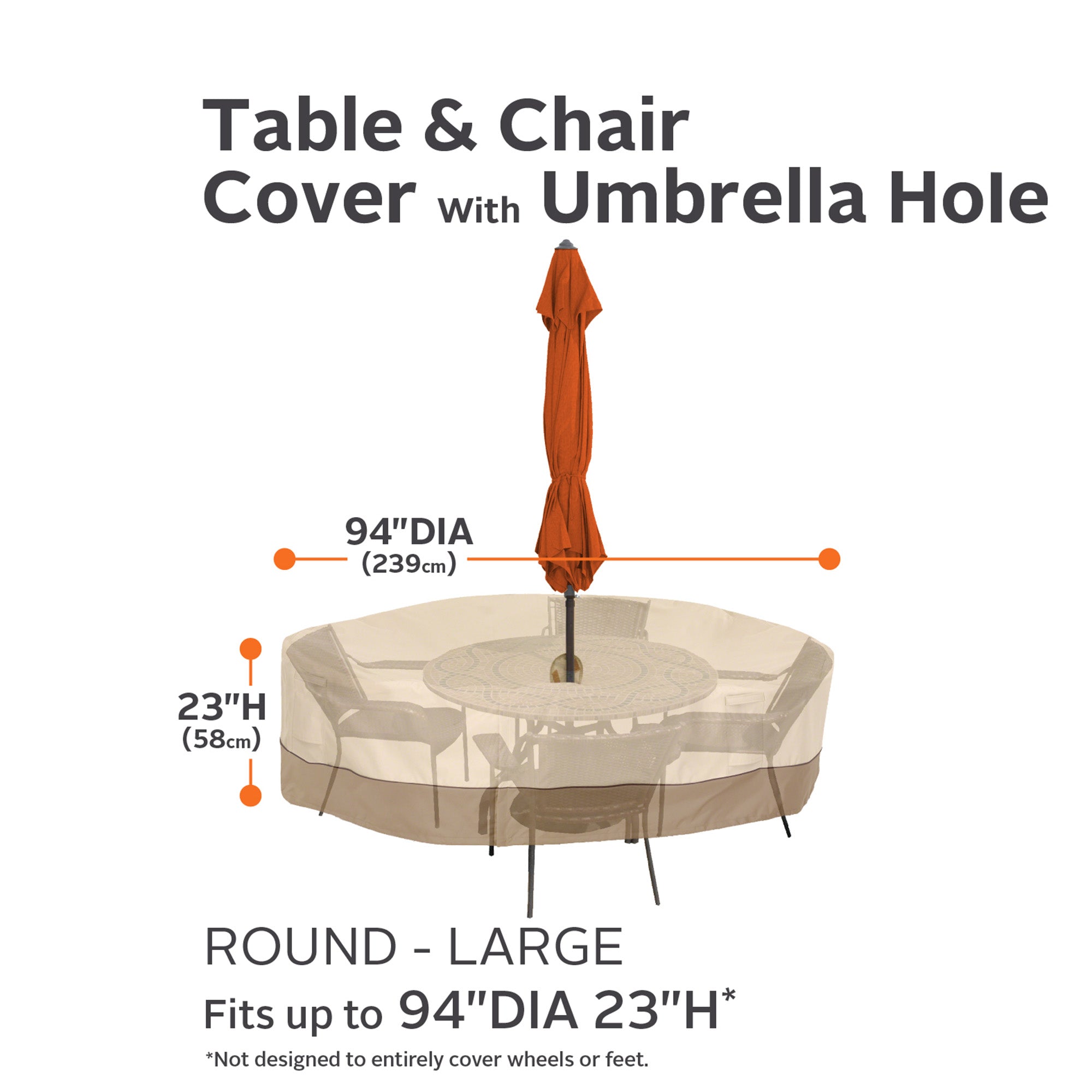 Veranda Round Patio Table Cover with Umbrella Hole