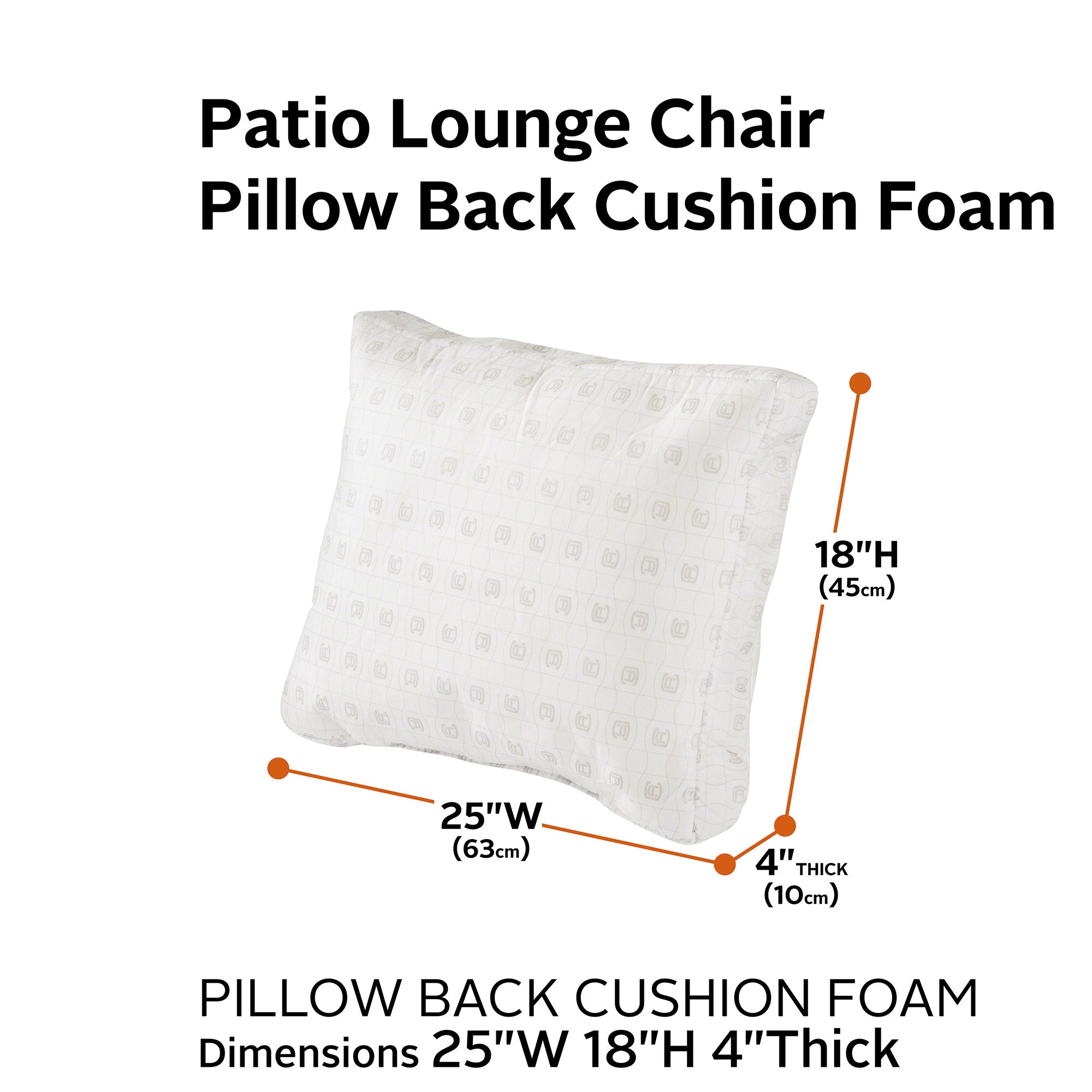 Classic Accessories Patio Lounge Chair Pillow Back Cushion Foam