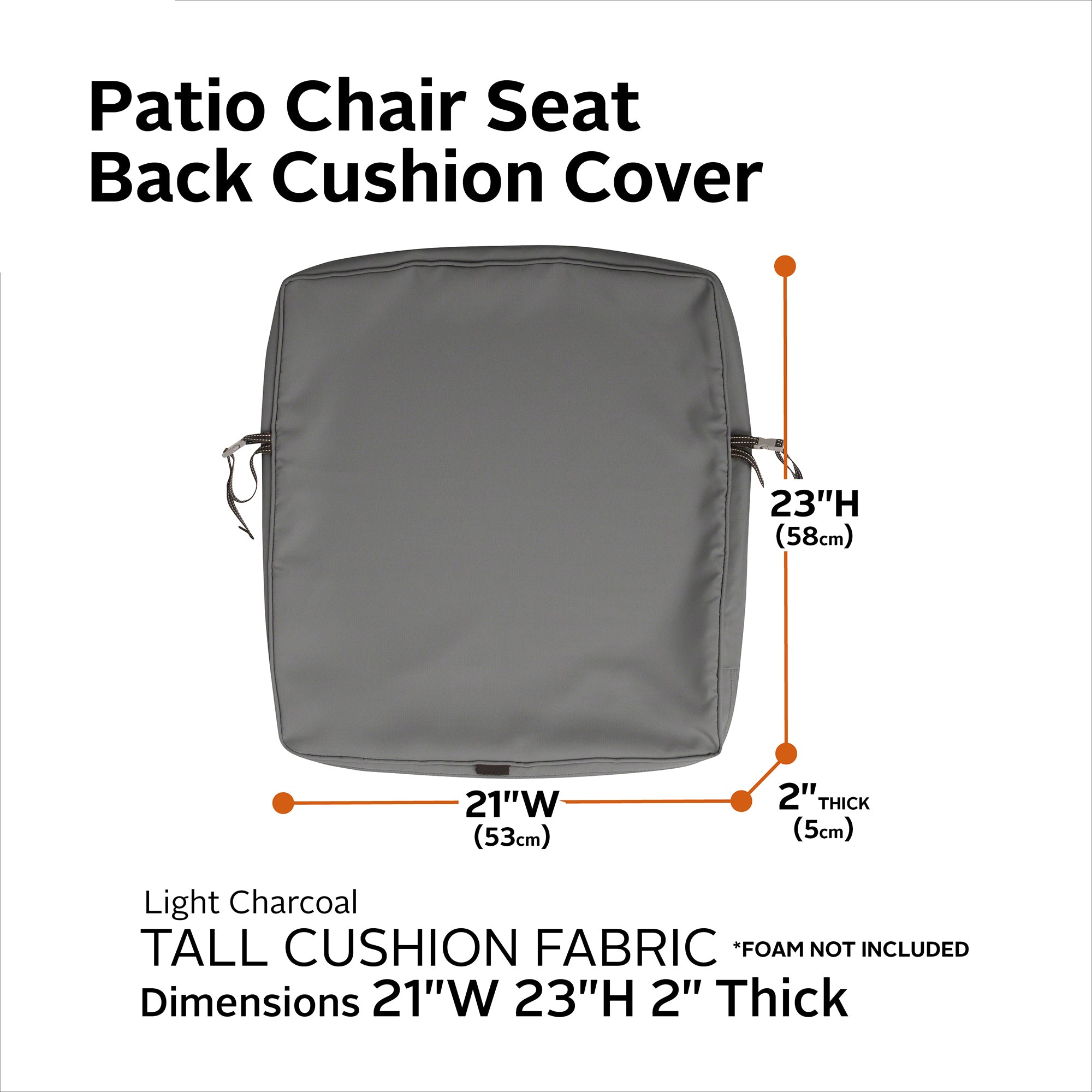 Classic Accessories Montlake FadeSafe Water-Resistant Patio Lounge Back Cushion Cover