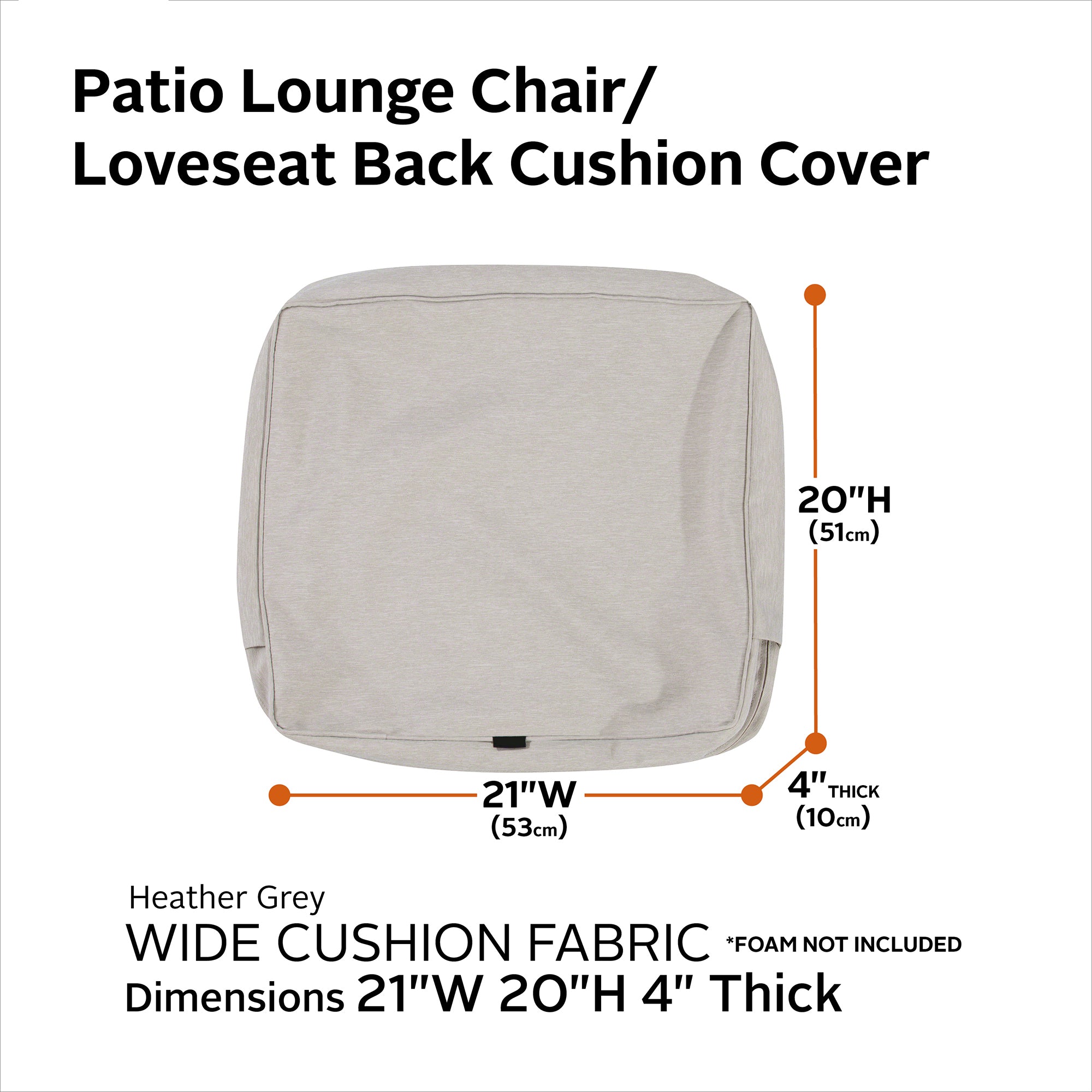 Classic Accessories Montlake FadeSafe Water-Resistant Patio Lounge Back Cushion Cover