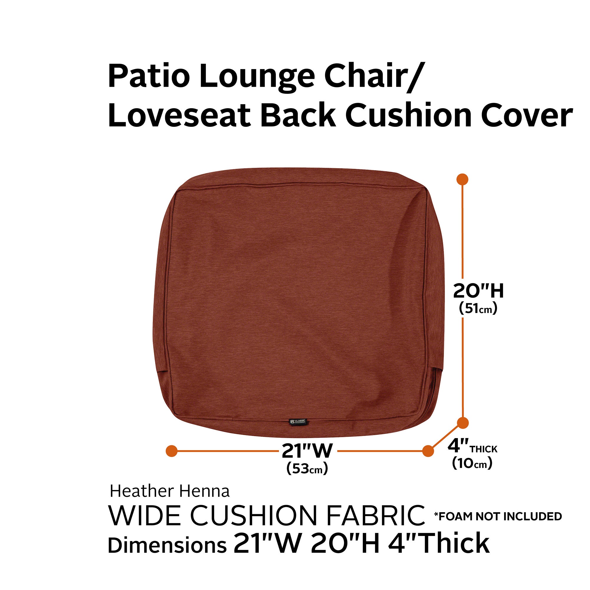 Classic Accessories Montlake FadeSafe Water-Resistant Patio Lounge Back Cushion Cover