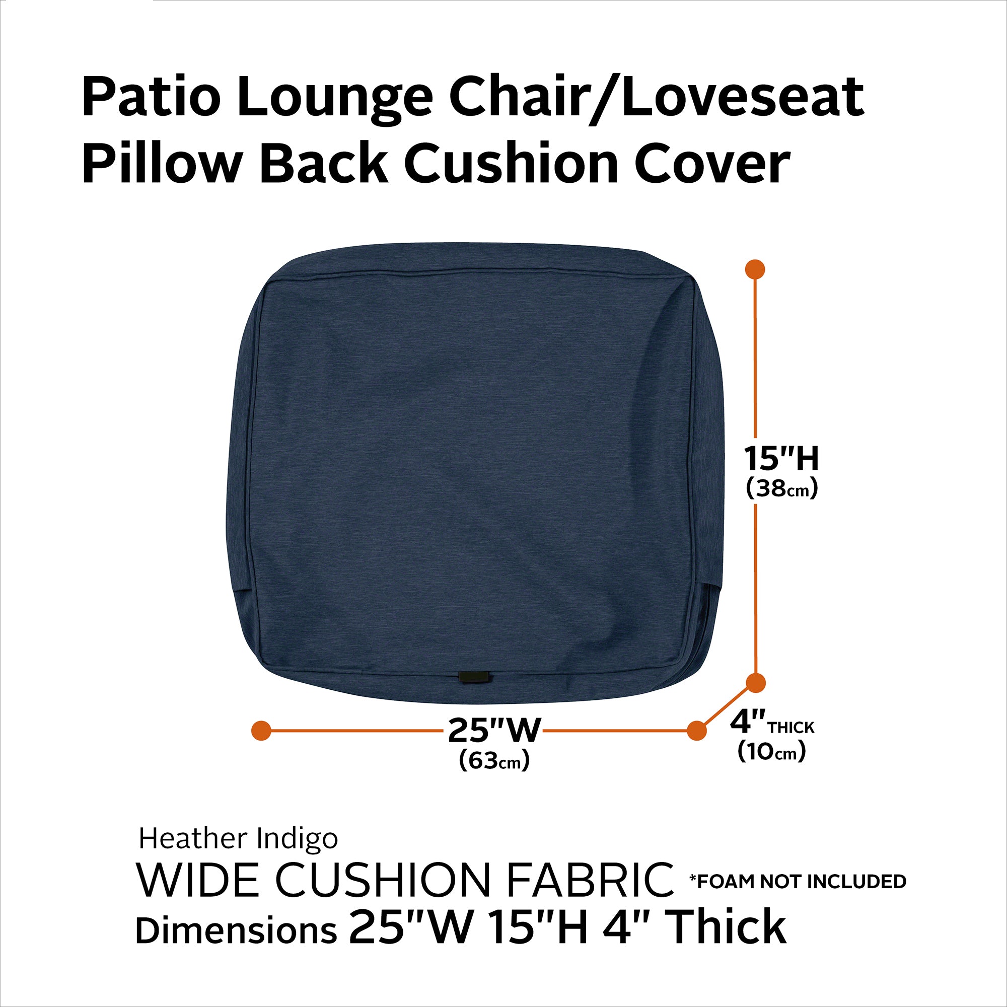 Classic Accessories Montlake FadeSafe Water-Resistant Patio Lounge Back Cushion Cover