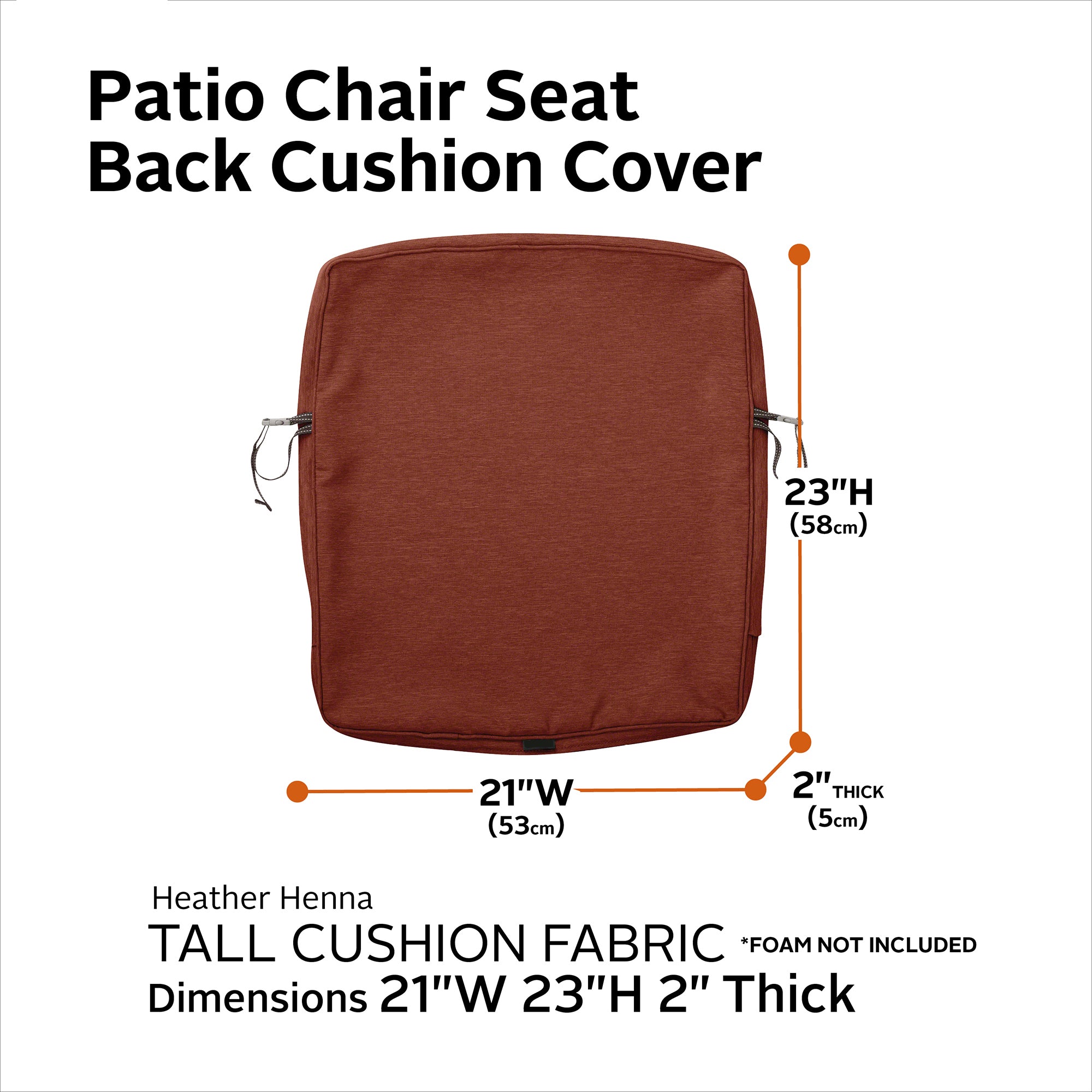 Classic Accessories Montlake FadeSafe Water-Resistant Patio Lounge Back Cushion Cover