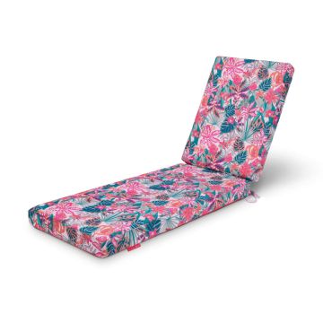 Vera Bradley by Classic Accessories Classic Accessories Water-Resistant Patio Chaise Lounge Cushion, 21 x 44 x 28 x 3 Inch, Rain Forest Canopy Coral