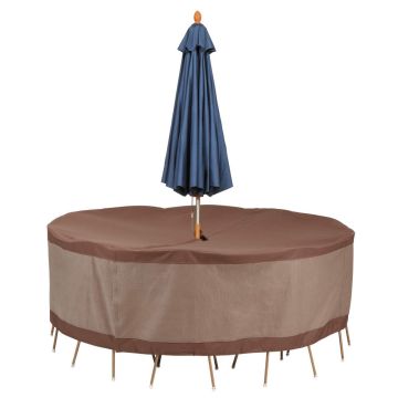Duck Covers Ultimate Waterproof Round Patio Table and Chair Set Cover with Umbrella Hole, 94 Inch