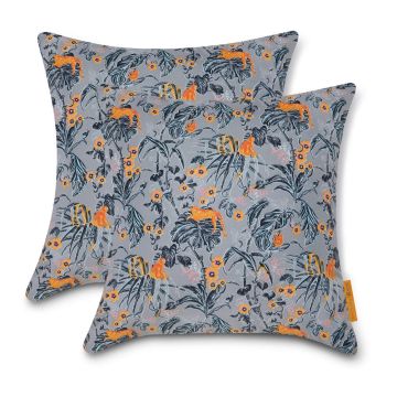 Vera Bradley by Classic Accessories Classic Accessories Water-Resistant Accent Pillows, 18 x 18 x 8 Inch, 2 Pack, Rain Forest Toile Gray/Gold