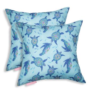 Vera Bradley by Classic Accessories Classic Accessories Water-Resistant Accent Pillows, 18 x 18 x 8 Inch, 2 Pack, Just Turtles