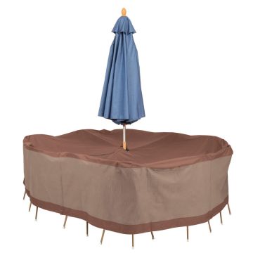 Duck Covers Ultimate Waterproof Rectangular/Oval Patio Table & Chair Set Cover with Umbrella Hole, 88 Inch