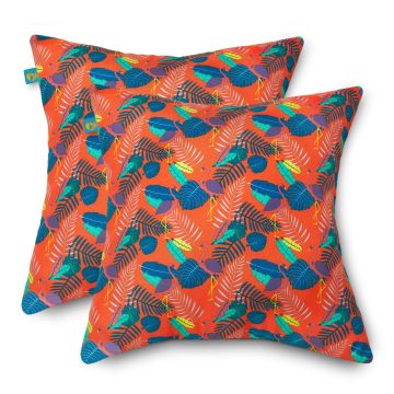 Duck Covers Water-Resistant Accent Pillows, 18 x 18 Inch, 2 Pack, Pool Party Flamingo