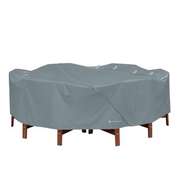 Classic Accessories Storigami Water-Resistant 94 Inch Easy Fold Round Table & Chairs Cover, Monument Grey