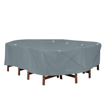 Classic Accessories Storigami Water-Resistant 108 Inch Easy Fold Rectangle/Oval Table & Chairs Cover, Monument Grey