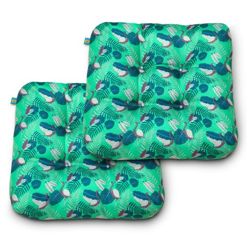 Duck Covers Water-Resistant Indoor/Outdoor Seat Cushions, 19 x 19 x 5 Inch, 2 Pack, Mojito Flamingo