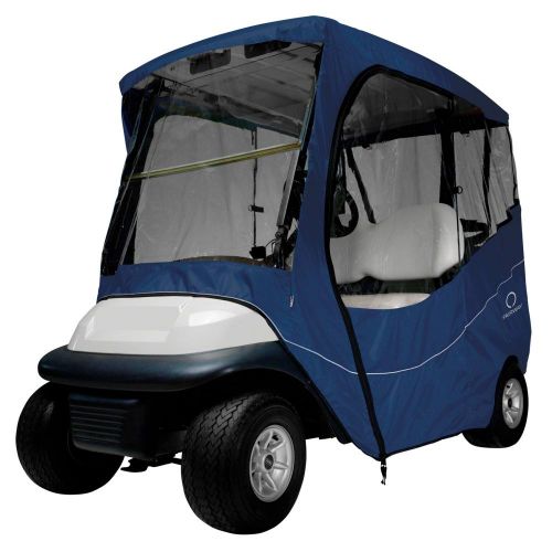 Fairway Short Roof 2-Person Travel Golf Cart Enclosure, Navy News with Clear Windows