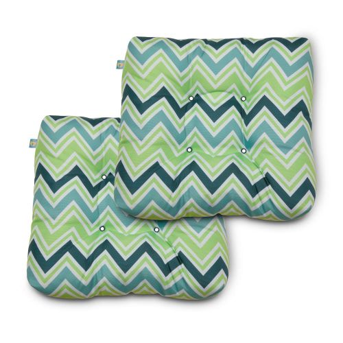 Duck Covers Water-Resistant Indoor/Outdoor Seat Cushions, 19 x 19 x 5 Inch, 2 Pack, Mint Marine Chevron