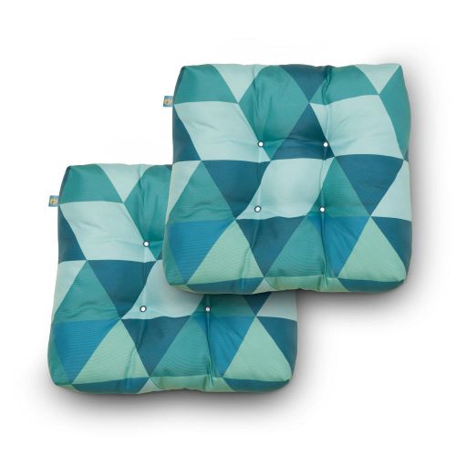 Duck Covers Water-Resistant Indoor/Outdoor Seat Cushions, 19 x 19 x 5 Inch, 2 Pack, Blue Lagoon Geo