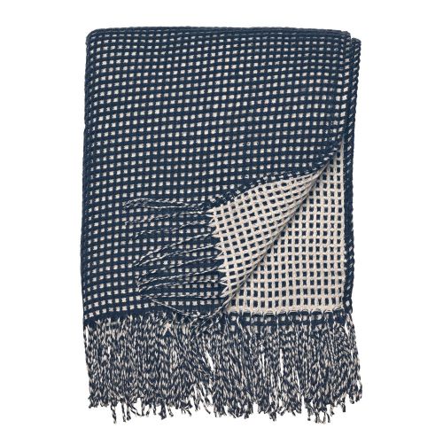 Classic Accessories Indoor/Outdoor Reversible Throw Blanket, 66 x 59 Inch, Indigo