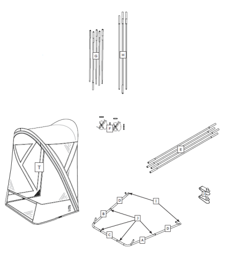 Deluxe Arched Snow Thrower Cab Parts-H - Front Hoop Fiberglass Rods (White)