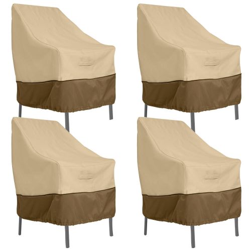 Veranda Water-Resistant 25.5 Inch High Back Patio Chair Cover, 4-Pack
