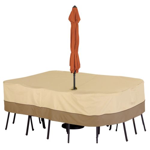 Veranda Water-Resistant Rectangular/Oval Patio Table & Chair Set Cover with Umbrella Hole