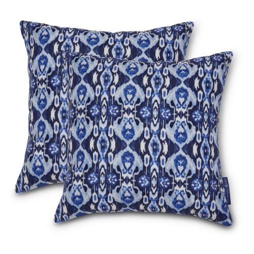 Vera Bradley by Classic Accessories  Water-Resistant Accent Pillows, 18 x 18 x 8 Inch, 2 Pack, Ikat Island