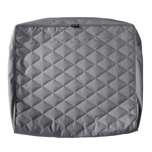Montlake FadeSafe Water-Resistant 25 x 22 x 4 Inch Wide Back Lounge Quilted Cushion Cover, Grey
