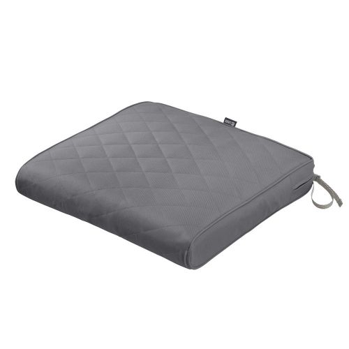 Montlake FadeSafe Water-Resistant 21 x 19 x 3 Inch Patio Quilted Seat Cushion, Grey