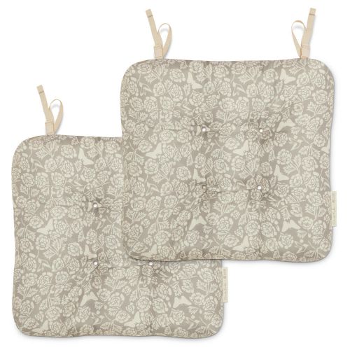 Frida Kahlo x Classic Accessories Patio Seat Cushions, 2-Pack, 19 Inch, Flores Eternas, Taupe