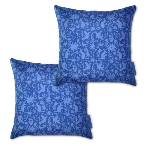Frida Kahlo x Classic Accessories Accent Pillows, 2-Pack, 18 Inch, Animalitos Azules