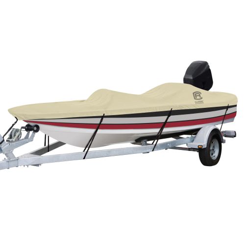 Classic Accessories DryGuard Waterproof Boat Cover, Fits Boats 14’ - 16’ L x 90”  W, Trailerable Boat Cover with Bow, Windshield and Stern Reinforcement Panels, Model B