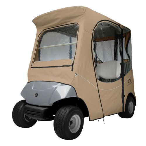 Classic Accessories Fairway Short Roof 2-Person FadeSafe The Drive by Yamaha Golf Cart Enclosure, Light Khaki