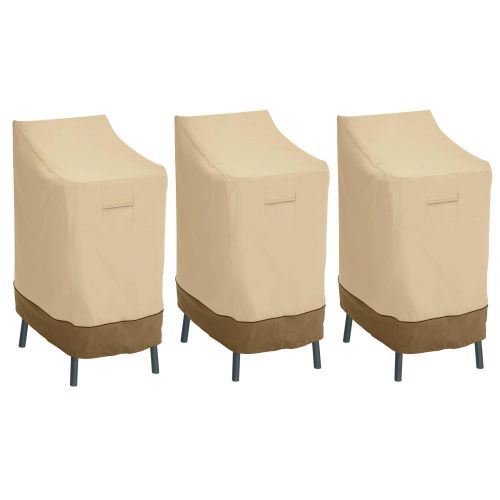 Veranda Water-Resistant 26 Inch Patio Bar Chair & Stool Cover, 3-Pack