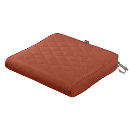 Montlake FadeSafe Water-Resistant 21 x 19 x 3 Inch Patio Quilted Seat Cushion, Spice