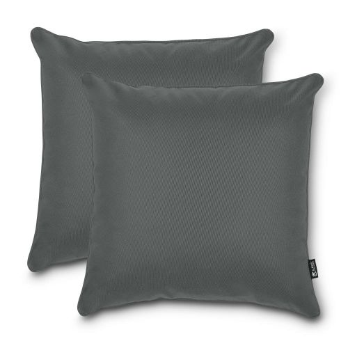 Montlake FadeSafe Indoor/Outdoor Accent Pillows, 20 x 20 x 8 Inch, 2 Pack, Light Charcoal