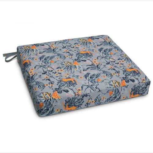 Vera Bradley by Classic Accessories  Water-Resistant Patio Seat Cushion, 21 x 19 x 3 Inch, Rain Forest Toile Gray/Gold