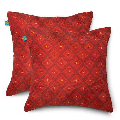 Duck Covers Water-Resistant Accent Pillows, 18 x 18 Inch, 2 Pack, Ruby Mosaic