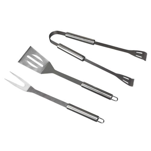 BBQ Grill Tool Set - Stainless Steel Grilling Spatula, Tongs, and Fork