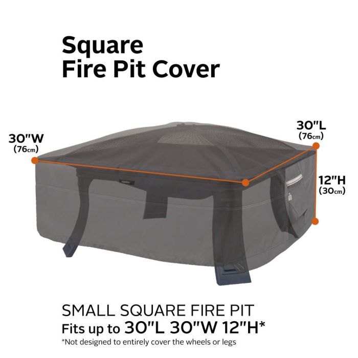 Classic Accessories Ravenna Water-Resistant 30 Inch Full Coverage Square Fire Pit Cover Classic Accessories Ravenna Water-Resistant 30 Inch Full Coverage Square Fire Pit Cover